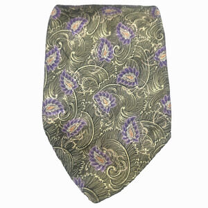 Vtg Robert Talbott Best of Class 100% Silk Tie Paisley Floral Green Purple Gold